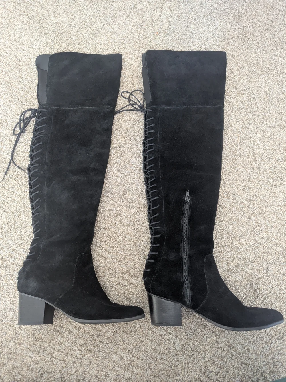 Aldo Womens Boots Black REAL SUEDE Over The Knee Haskova